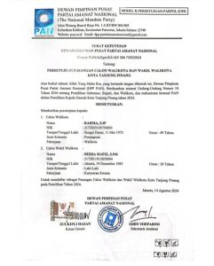 PAN Resmi Dukung Rahma-Rizha dalam Pilwako Tanjungpinang 2024: Koalisi Solid dengan 10 Kursi DPRD