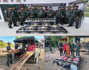 Satgas Pamtas Yonarmed 11 Kostrad Gagalkan Penyelundupan 480 Kaleng Miras Merek Huster di Sebuku, Nunukan