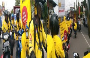 Driver Maxim Tanjungpinang Sapa Warga dengan Balon di Km 9, Tanjungpinang Timur