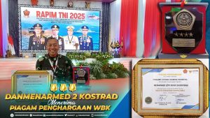 Danmenarmed 2 Kostrad Terima Penghargaan WBK di Rapim TNI 2025