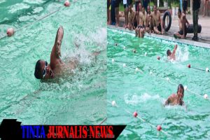 Prajurit Yonif 9 Marinir Gelar Lomba Ketangkasan Renang Antar Kompi di Bandar Lampung