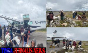 Bantuan Logistik BNPB Tiba di Distrik Agandugume, Satgas Yonif 751/VJS Pastikan Keamanan