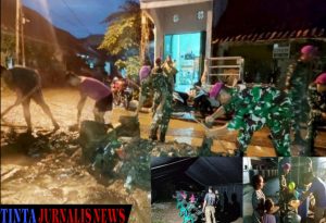 Prajurit Yonif 9 Marinir Siaga Bencana Bantu Korban Banjir di Bandar Lampung