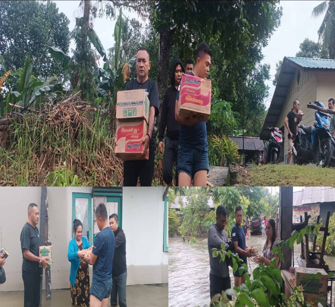Polres Lingga Sigap, Salurkan Nasi Kotak, Sembako, dan Dirikan Posko Pengungsian untuk Korban Banjir