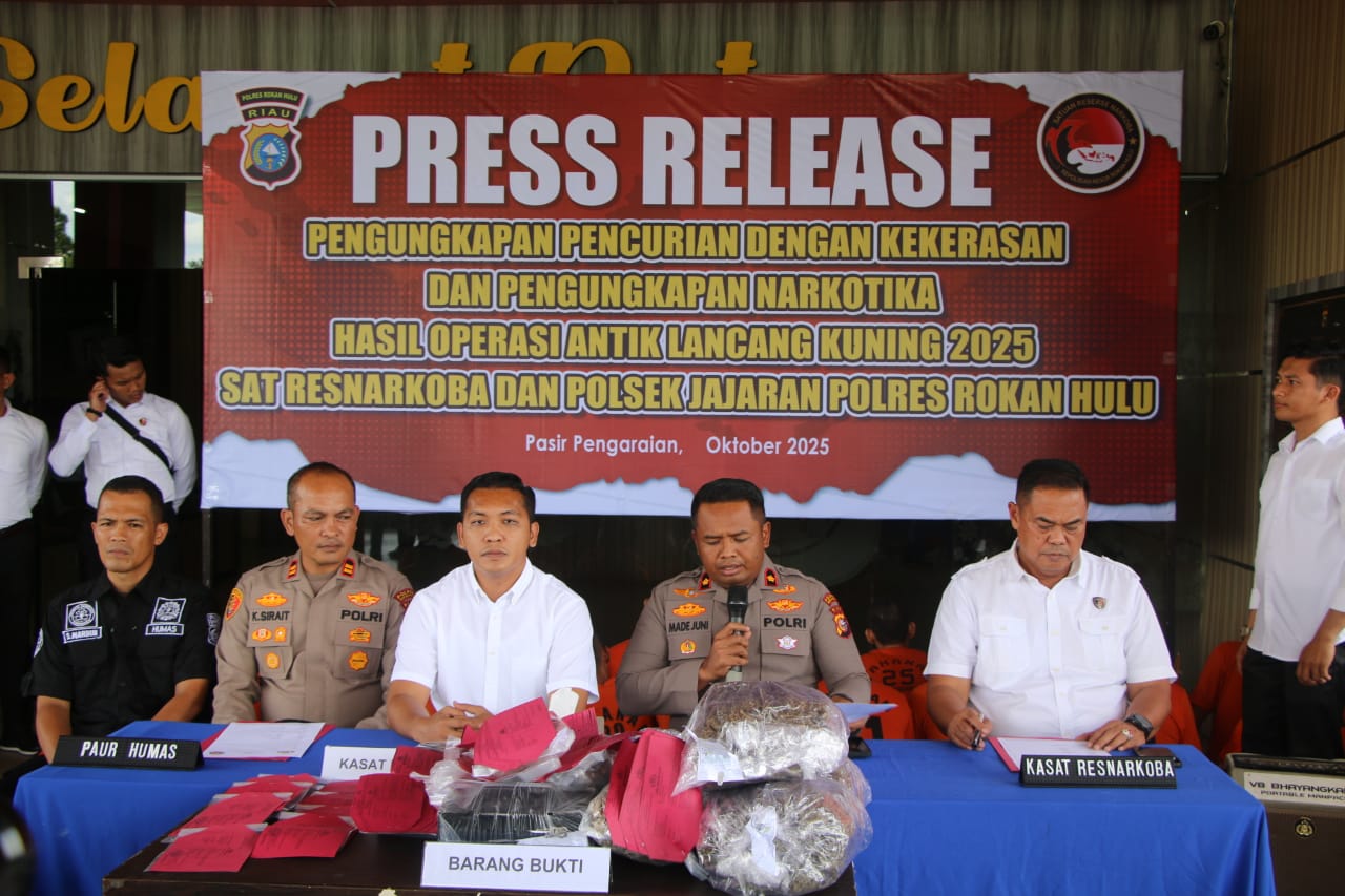 Polres Rokan Hulu Ungkap 38 Kasus Narkoba dalam 20 Hari Operasi Antik LK 2025, 57 Tersangka Diamankan