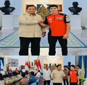 Presiden Prabowo Sambut Marc Marquez dan Dua Pembalap Muda Indonesia di Istana Merdeka