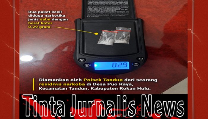 Residivis Narkoba Kembali Diciduk, Polsek Tandun Amankan DS dengan Dua Paket Sabu