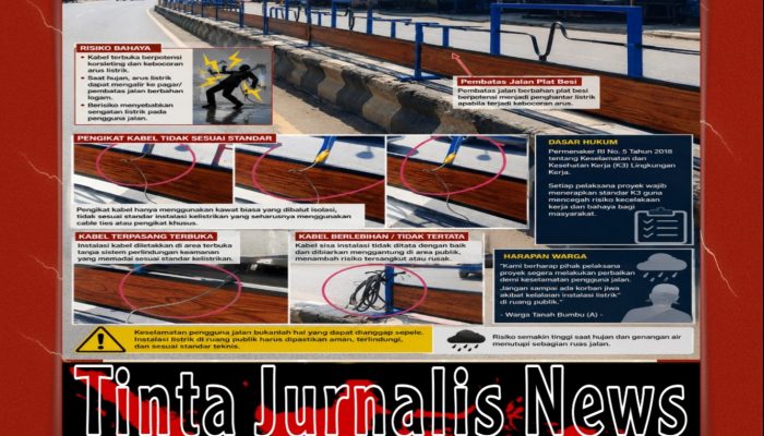 Diduga Abaikan Standar Kelistrikan, Proyek Pembatas Jalan di Tanah Bumbu Dikeluhkan Warga