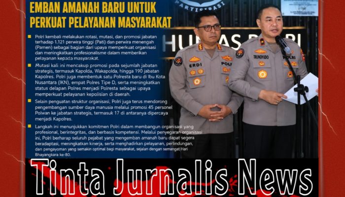 Polri Mutasi 1.121 Pati dan Pamen, Perkuat Organisasi dan Tingkatkan Pelayanan Masyarakat