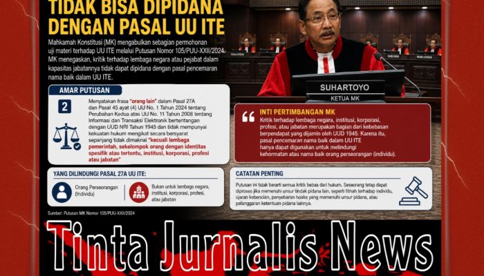 MK Tegaskan Kritik terhadap Pejabat dan Lembaga Negara Tidak Bisa Dipidana dengan Pasal Pencemaran Nama Baik UU ITE
