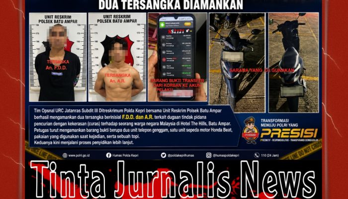 Ditreskrimum Polda Kepri Ungkap Dugaan Curas terhadap WN Malaysia, Dua Tersangka Diamankan