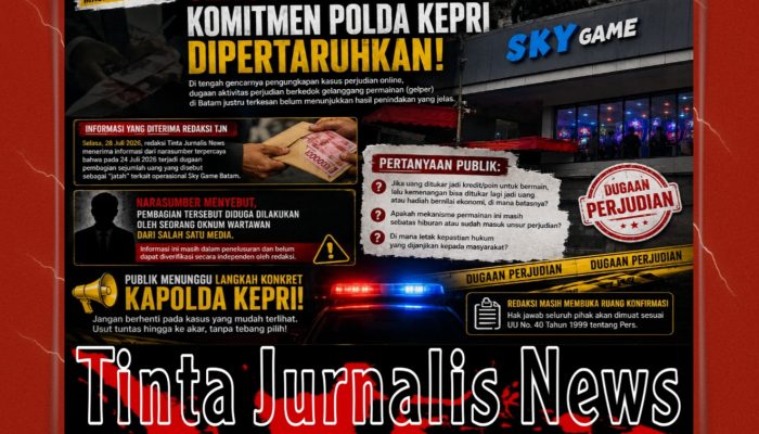 Sky Game Batam Masih Beroperasi, Muncul Dugaan “Bagi-Bagi Jatah”, Integritas Penegakan Hukum di Kepri Kembali Diuji