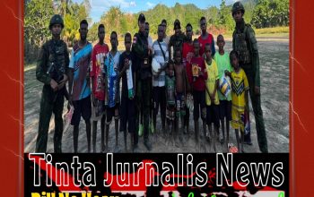 Sambut HUT Ke-81 RI, Satgas Pamtas RI–PNG Yonif 764/IB Salurkan Sarana Olahraga untuk Pemuda Kampung Yembun