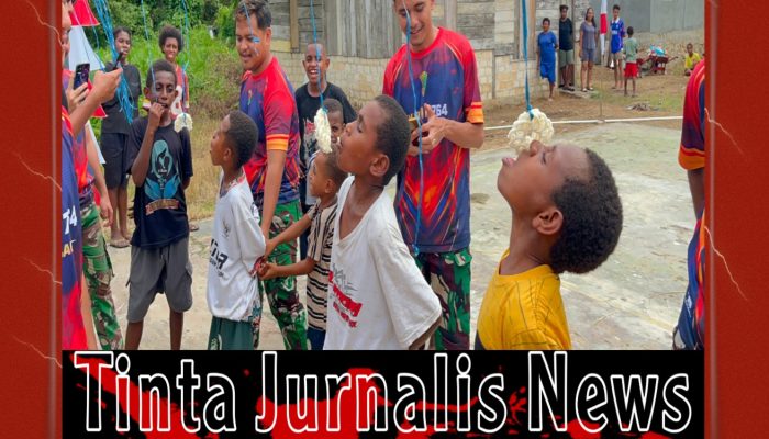 Satgas Yonif 764/IB Semarakkan HUT RI Ke-81 Bersama Masyarakat Kampung Kumurkek