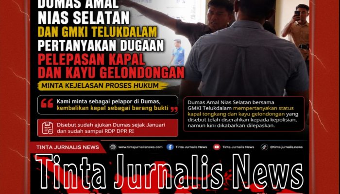 Viral! Dumas Amal Nias Selatan dan GMKI Telukdalam Pertanyakan Kapal Tongkang hingga Kayu Gelondongan