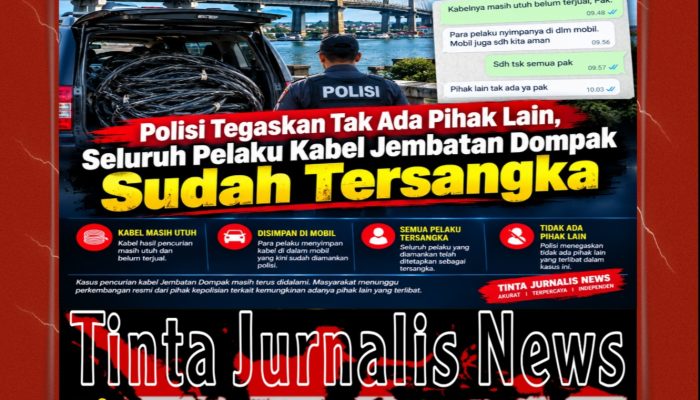 Polisi Tegaskan Tak Ada Pihak Lain, Seluruh Pelaku Kabel Jembatan Dompak Sudah Tersangka