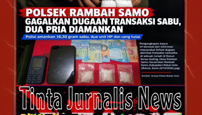 Polsek Rambah Samo Gagalkan Dugaan Transaksi Sabu, Dua Pria Diamankan