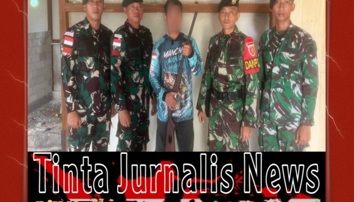 Gencarkan Komsos dan Edukasi Hukum, Satgas Pamtas Yonarmed 13 Terima Penyerahan Senjata Api Rakitan dari Warga